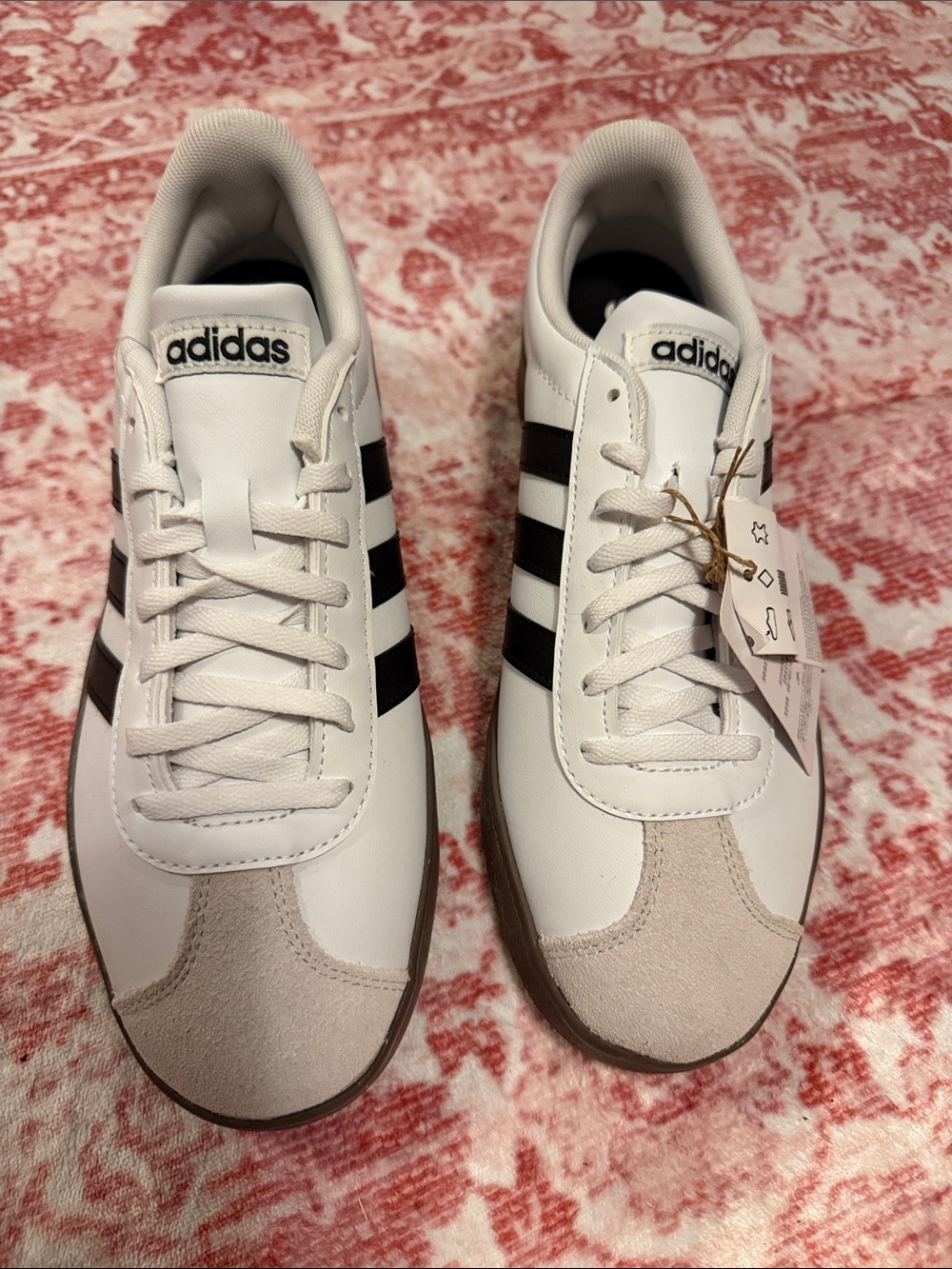 adidas White Sneakers with Black Stripes and Brown Platform - Picture 2 of 9